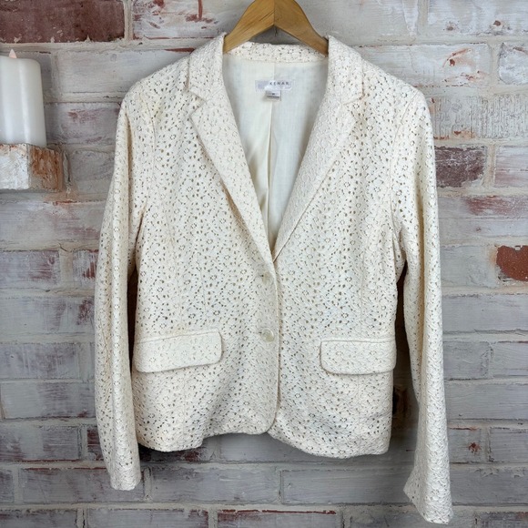 Kenar Jackets & Blazers - Kenar Ivory Lace Blazer Jacket Romantic Cottagecore Feminine Tailcoat